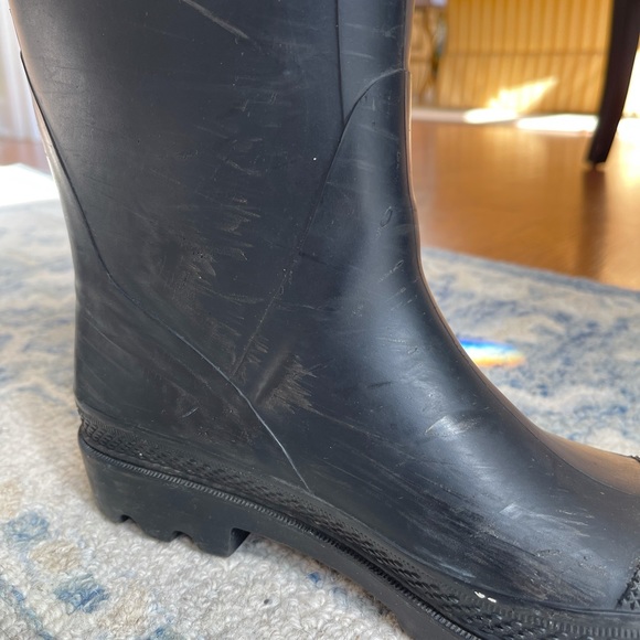 Burberry Knit Top Trim Black Rubber Rain Boots - Picture 8 of 8